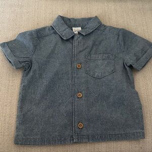 Carter's Denim-Look Short Sleeve Button Shirt in Washed Blue